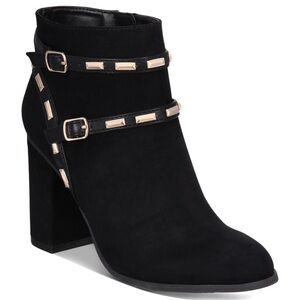 🖤 Thalia Sodi, Terrie Black Studded Buckle Straps Block Heel Ankle Booties